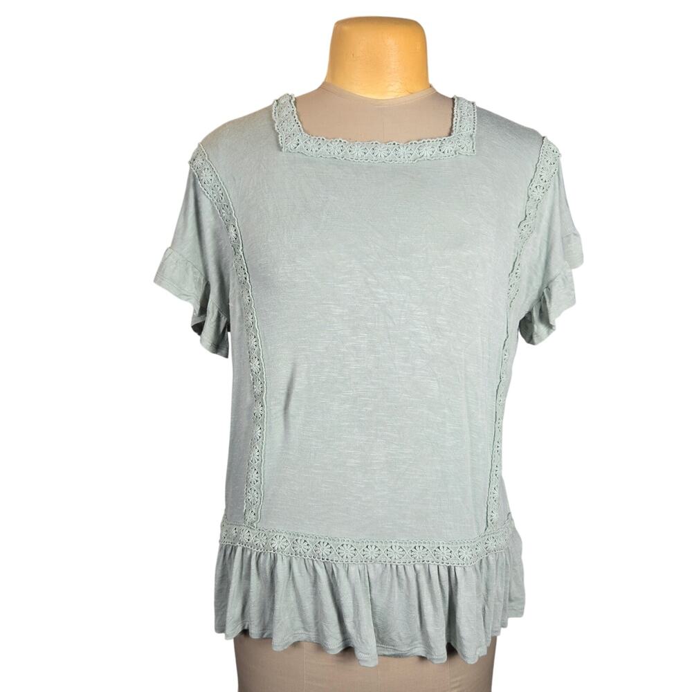 Live & Let Live Womens XL Blouse Sage Green‎ Stretch Flowy Earthy Casual Chic